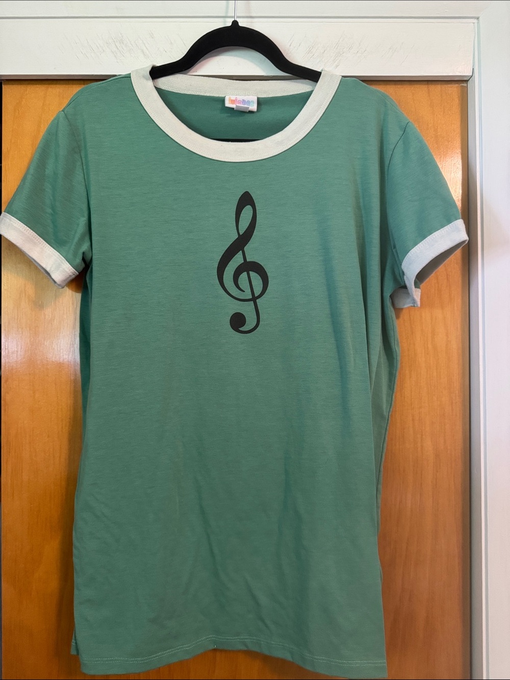 LuLaRoe Mint Green Ringer Tee with White Trim